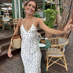 ZARA  Elegant Polka Dot satin effect  Slip maxi Dress Photo 0