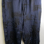 Eileen Fisher Silk Cotton Pants Black Blue Womens PM Petite Medium Brushstroke Photo 4