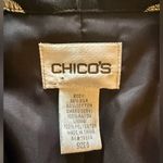 Chico's  Black Silk Blazer with White Stitched flowers size 0 open Photo 10