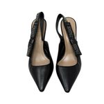 Christian Dior Dior J’Adior Studded Logo Ribbon Black Leather Slingback Pumps Size 37.5 Photo 1