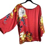 Soft Surroundings  Women’s Fantasia Floral Silky Pullover Blouse Red Size Small Photo 4