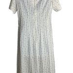 Vintage 70s British Lady Shift Dress S White Short Sleeve Button Zip Union Label Photo 3