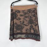 Desigual  Womens Lace Trimmed Print Mini Skirt Brown Viscose Size XL Photo 1