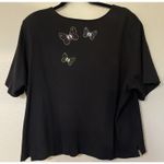 Vintage Bechamel 1X Black Colorful Shirt Top Embroidered Beaded Butterflies‎ Photo 1
