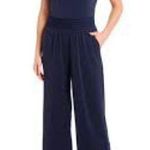 Michael Kors Mesh Flutter Sleeve Navy Cropped Pants Romper Blue Photo 1