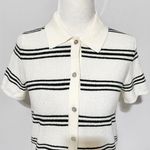 Madewell New Stripe Knit Button Up Short Sleeve Polo Sweater NQ341 Ivory Size XS Photo 8