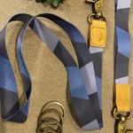 Boutique blue geometric lanyard wristlet Keyring Clip Photo 0