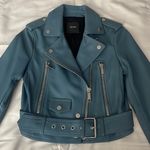 LTH JKT Mya Cropped Biker Leather Jacket, Savanna Blue Sz Xs Photo 12