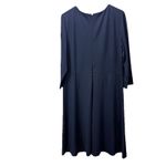 Talbots  Ponte Navy Blue Scarf Neck Nautical 3/4 Sleeve Flare Midi Dress Size 16‎ Photo 4