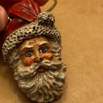 Vintage Hand Painted Santa Claus Christmas Pendant Red Photo 1
