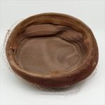 Vintage 50s 60s Brown Velvet Pill Box Hat with Mesh, Bow and Jewel Accent Photo 5