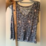 Lucky Brand  blue floral boho tasseled tank size S‎ Photo 7