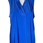 Anne Klein  Royal Blue Draped Sleeveless Blouse – Size Large Photo 0