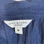Max Studio  Navy Blue Wide Leg Jumpsuit Womens M Short Sleeve Classic Preppy Work Photo 7