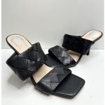 Vince Camuto Leather Sandals Size 6.5 Black Double Strap Woven Heels Photo 5