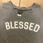 Modern Lux Womens gray white “BLESSED”  short sleeve shirt Photo 1