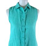 ONIA  Linen Shirt Dress Turquoise Sleeveless Resort Coastal Vacation Small Photo 1
