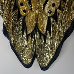 Vtg heavily embellished black and gold sequin butterfly 100% silk top size L Size L Photo 3