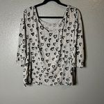 H&M Heart Print 3/4 Sleeve Top, Size XLarge Photo 2