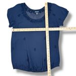 Lucky Brand Embroidered Sheer Chiffon Tee Shirt Navy Blue XS Photo 9