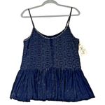 POL Tank Top Shirt Womens Sz S Black Wash Crochet Boho Cottage Core Photo 0