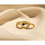 Boutique NEW‎ Dainty 14k Gold Plated Silvet Black Melee Ring Size 5.5 Photo 9