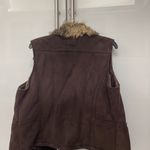 Live a Little  Brown Suede w Faux Fur Collar Warm Vest XL NWOT Photo 4