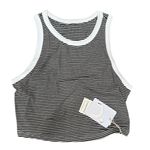 Commense Nautical Black White Casual Striped Crew Neck Tank Top Stretch Small Photo 1