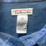 Talbots size M 70s Vintage dark wash denim button down shirt w/ plaid pockets Photo 6