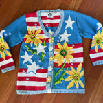 Vintage Storybook Knits Stripe Sunflower Cardigan Yellow Photo 0