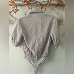 EXPRESS  Women's Gray Button-Up Bodysuit Photo 2