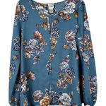 Daytrip  Textured Floral Keyhole Long Sleeve Blouse Large Photo 0