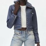 Urban Outfitters  Silence + Noise Venus Studded Blue Faux Leather Jacket NWOT Photo 0