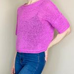 New In Pinkish Purple Crochet Cropped Casual Minimalist Sweater Photo 1