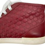 Gucci Microguccissim Red Leather High Top Sneakers Lace Up Size 36 Photo 3