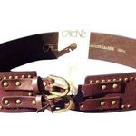 Cache Espresso Leather Nail Head Grommets Belt Buckles Pant New Matches Top $98 Photo 0