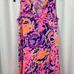 Lilly Pulitzer Blue&Pink Lobster Shrimp Essie Shift Mini Dress Sz.S Photo 3