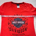 Harley Davidson Y2K BARNETT EL PASO TEXAS Flame Logo Shirt Top Orange Size S Photo 6