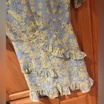 Lost + Wander Blue & Yellow Floral V-Neck Faux Wrap Ruffle Mini Dress Size XS Photo 14