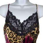 Cache  Vintage Y2K Silk Leopard Paisley Lace Trim Cami Tank Top Size Small Photo 2