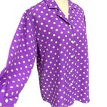 Vintage Purple Polka Dot Blouse White Dots Handmade Rose Button Front Top Size M Size L Photo 3
