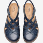 Clarks Women's Elizabelle Sea Fisherman Sandals Navy Leather Size 9 1/2M Comfort Photo 0