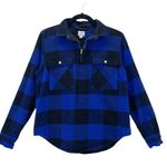 J.Crew  Women's Buffalo Check Plaid Flannel Shirt Jacket Blue Black Top Small Photo 0