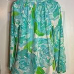Lilly Pulitzer Elsa Top First Impressions Poolside Blue Silk Blouse Size XS Photo 3