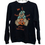 Hanes Vintage 80s Halloween Sweatshirt Teddy Bear Pumpkin Boo Black Sz L Handmade Photo 0