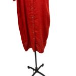 J.Crew  Relaxed-Fit Linen Shirt-Dress Short Sleeve Button Down Red Size Large Photo 4