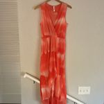 Sweet Pea by Staci Frati Orange Chiffon Summer Maxi Dress Split Front Resortwear Size M Photo 2