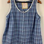 Avenue Women’s Blue Plaid Lace Tank Top Size L Photo 0