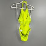 Aerie NWT Neon Green Jacquard Cut Out String One Piece Swimsuit Size Med Photo 8