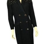 Vintage E.D. Michael by Melanie Drucker coat dress gold studs shawl collar small Black Photo 0